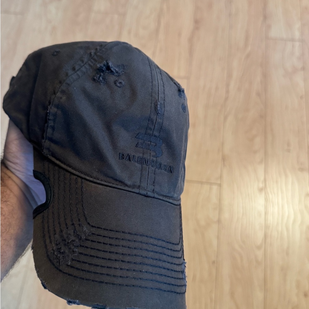 Balenciaga Sun Faded Distressed Black Cap